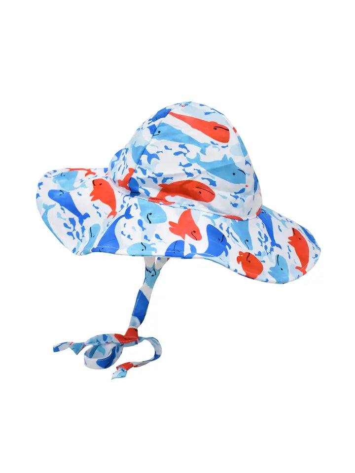 Splish Splash Whale Blue - Floppy Sun Hat