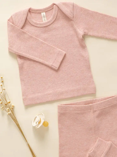 Ribbed Tee And Legging Set - Rose