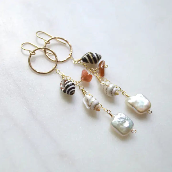 Pearl Shell Cluster Earrings
