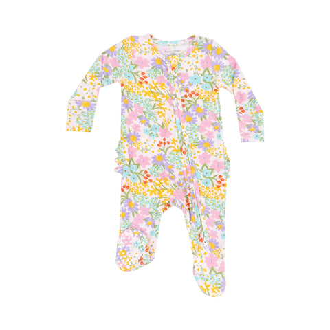 2 Way Zipper Ruffle Back Footie - Amelia Floral