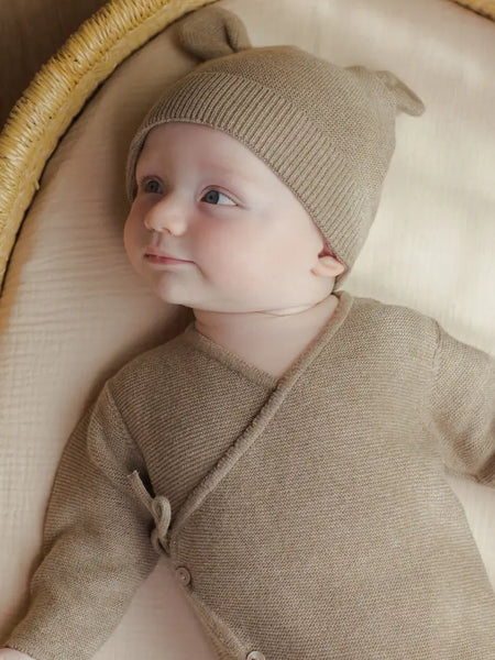 Wrap Knit Footie - Heathered Mocha
