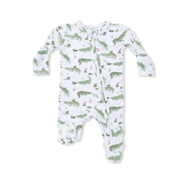 2 Way Zipper Footie - Crayon Alligators