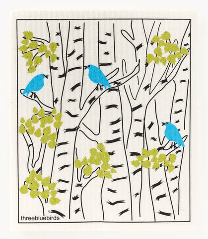Spring Bluebirds - Swedish Dishcloth