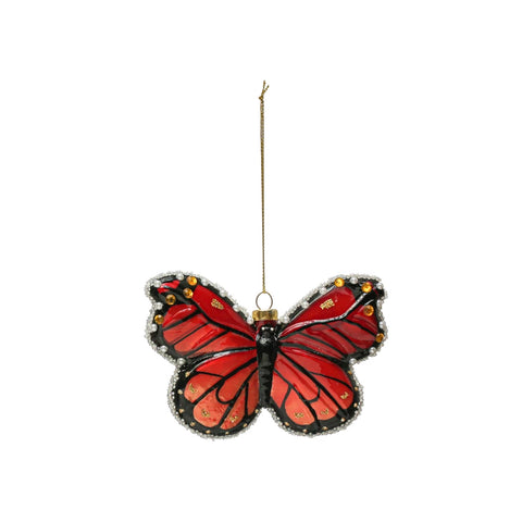 Butterfly Hand Painted Glass Ornament