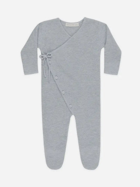 Wrap Knit Footie - Dusty Blue
