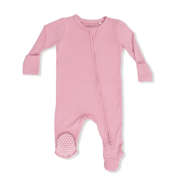 2 Way Zipper Footie - Solid Rose Eleganc