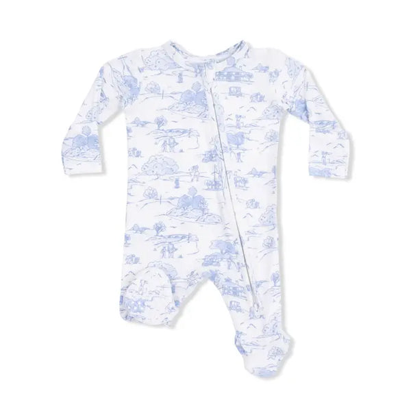 2 Way Zipper Footie - Golf Toile
