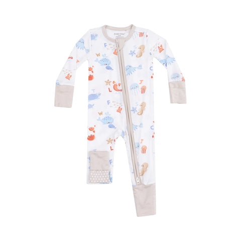 2 Way Zipper Romper - Coastal ABC's