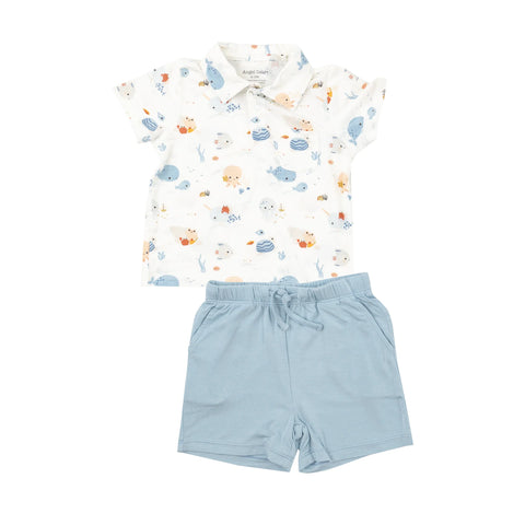 Polo Shirt & Short Set - Cute Ocean