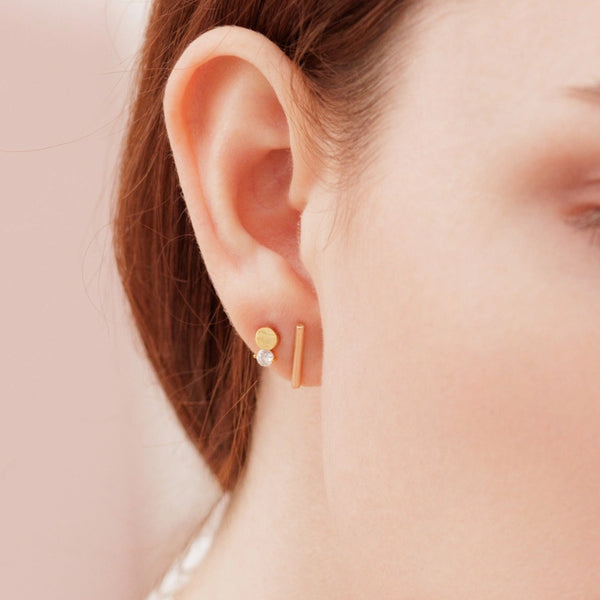 Dot CZ Stud Earrings - Rose Gold