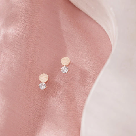 Dot CZ Stud Earrings - Rose Gold