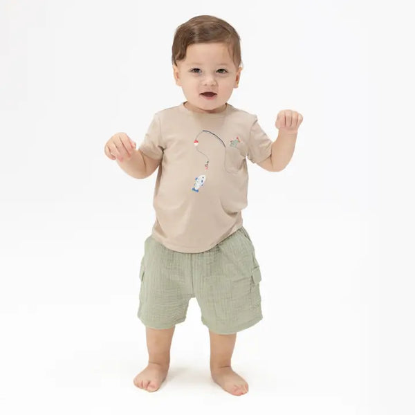 Crew Neck Tee with Cargo Short - Gone Fishing