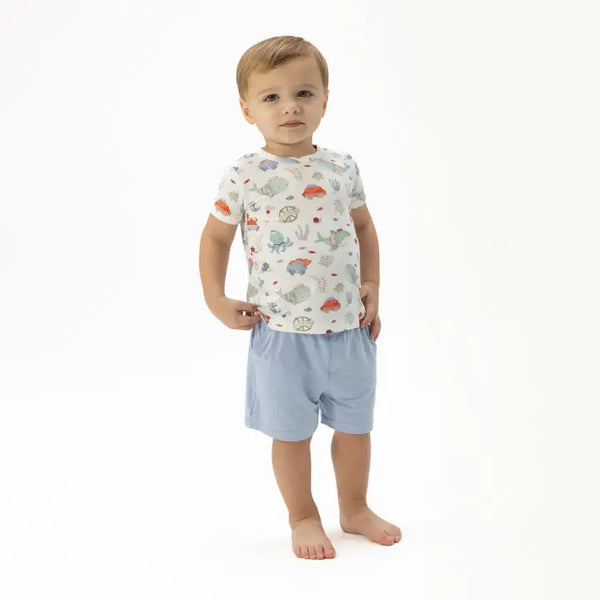 Crew Neck Tee With Short - Sailor Sea Creatures