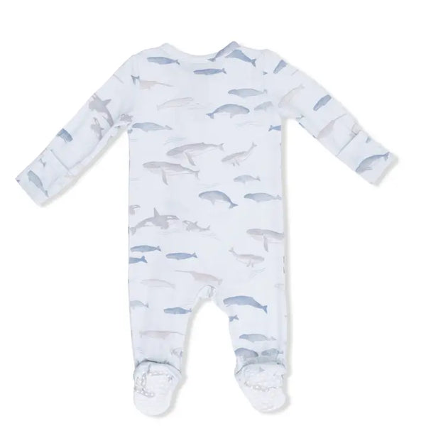 2 Way Zipper Footie - Little Whales