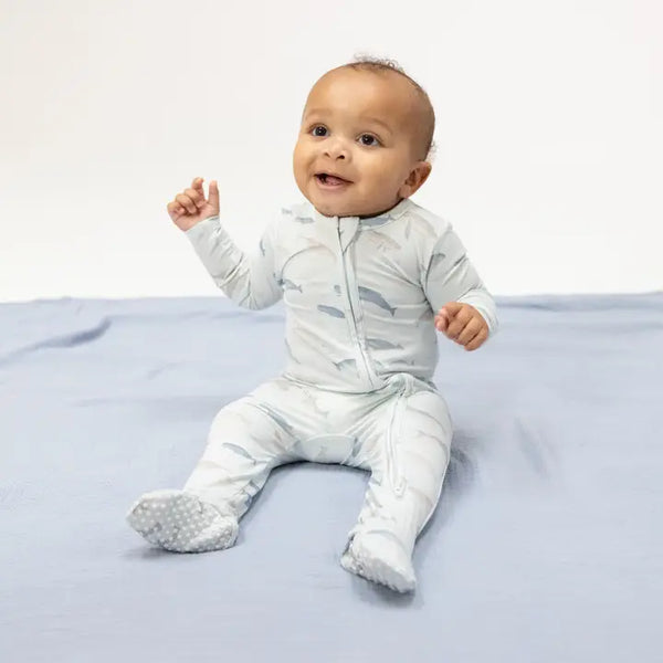 2 Way Zipper Footie - Little Whales