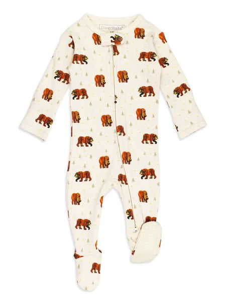 Brown Bear - Organic Zipper Footie