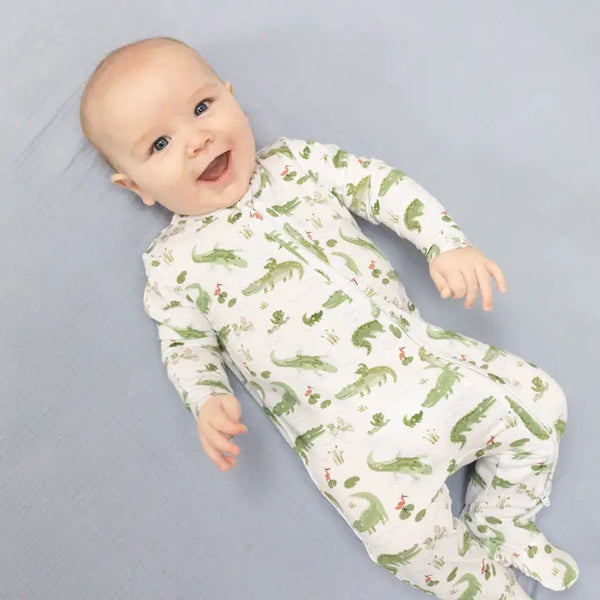 2 Way Zipper Footie - Crayon Alligators