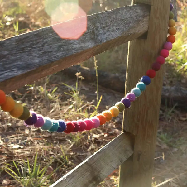 Felt Rainbow Pompom Garland - 6ft
