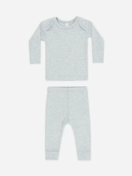 Ribbed Tee And Legging Set - Dusty Blue
