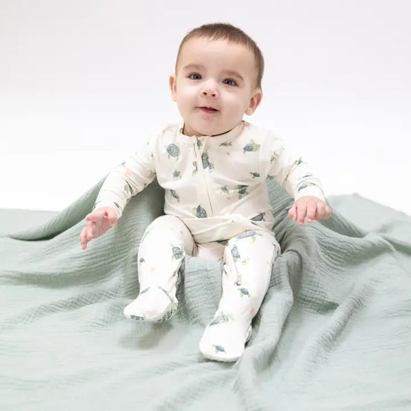 2 Way Zipper Footie - Sea Turtles