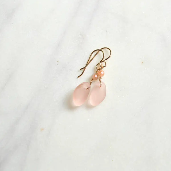 Tiny Pink Glass Earrings
