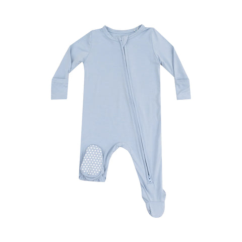 2 Way Zipper Footie - Solid Blue Fog
