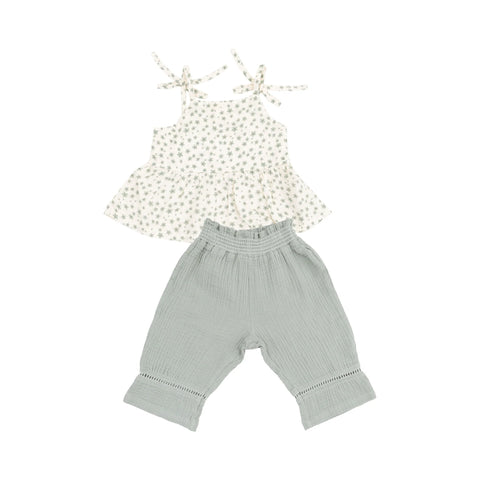 Peplum Tank + Smocked Waist Pants - Jadeite Simple Floral