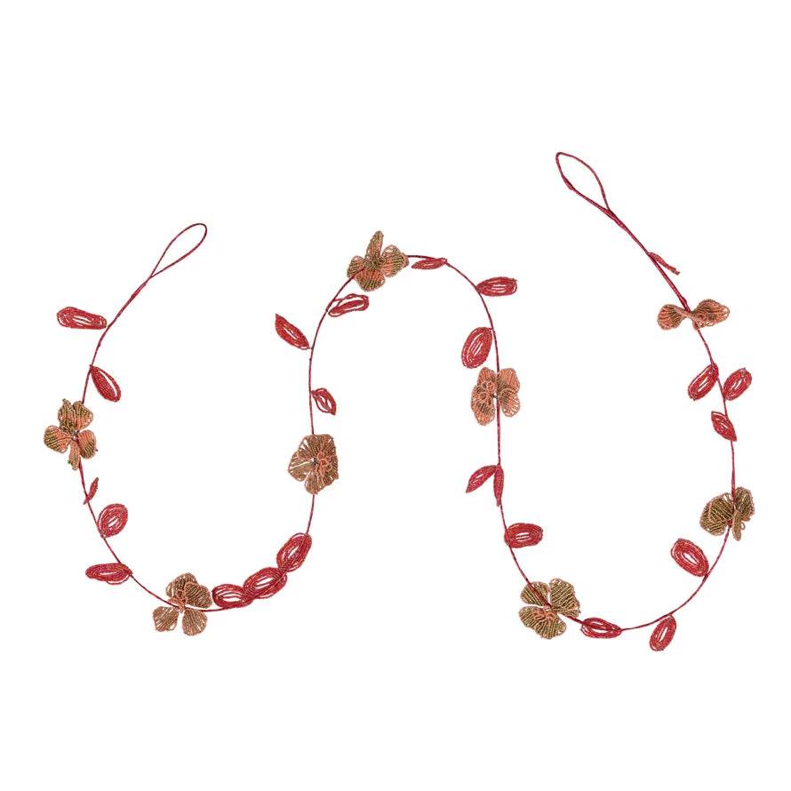 Leaves + Flowers - Glass Bead 72in Garland