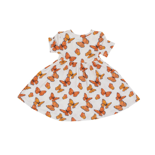 Twirly Short Sleeve Dress - Mariposa Monarca