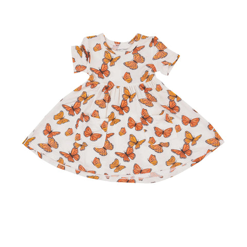Twirly Short Sleeve Dress - Mariposa Monarca