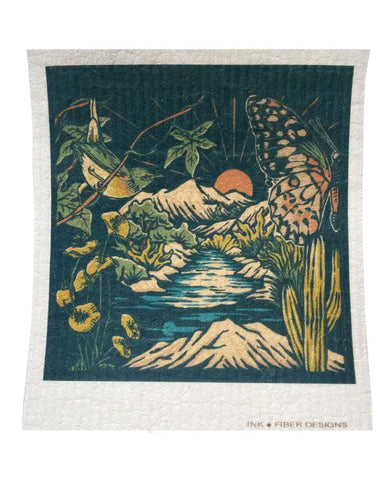 Nature Mountain River - Swedish Dishcloth