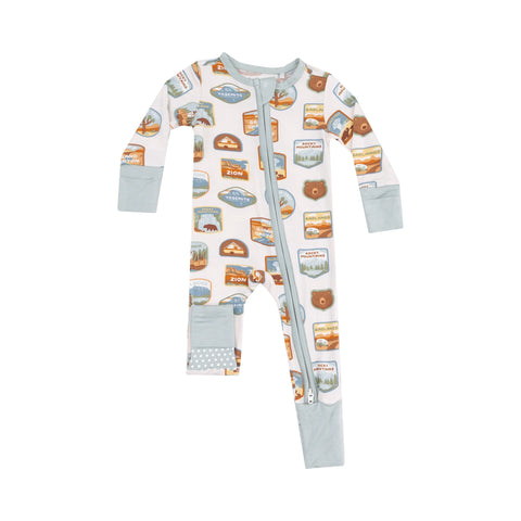 2 Way Zipper Romper - National Park Patches
