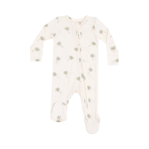2 Way Zipper Footie - Palm Trees