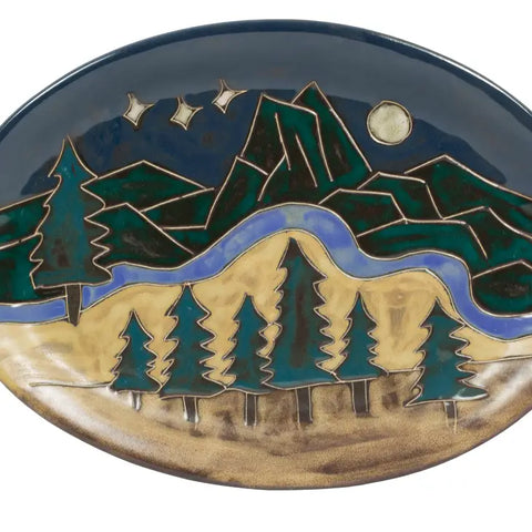 13" Mountain Scene Oval Serving Platter