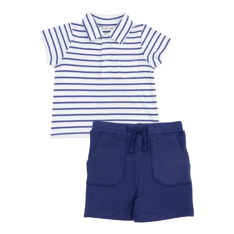 Polo Shirt + French Terry Short - Stripe Vintage Navy