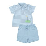 Polo Shirt & Short Set - Dream Blue Stripe