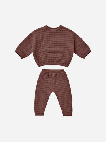Quilted Sweater + Pant Set - Plum