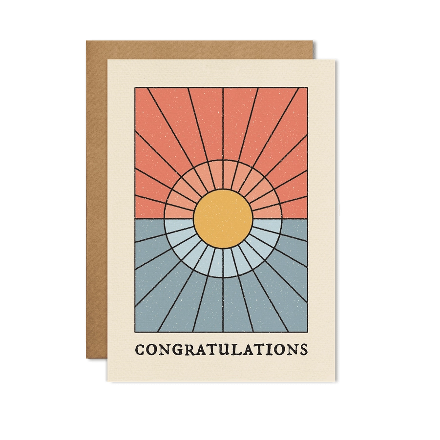 Red + Blue Sun - Congratulations Card