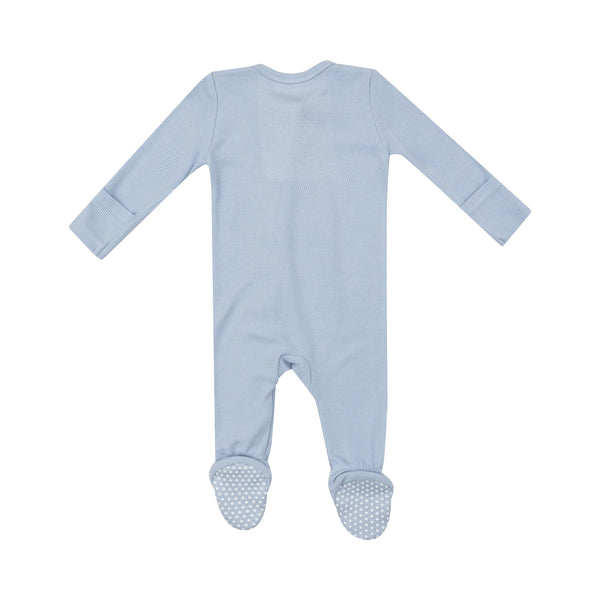 2-Way Zipper Footie - Ribbed Subdued Blue