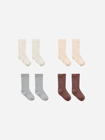 Socks Set of 4 - Ivory, Shell, Dusty Blue, Plum