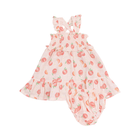 Smocked Ruffle Sundress + Diaper Cover - Sweet Peach