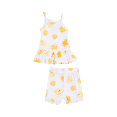 Peplum Tank + Bike Short - Happy Suns