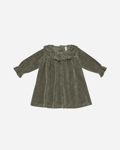 Velour Baby Dress - Forest