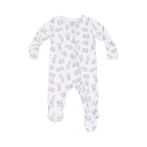 2 Way Zipper Footie - Vintage Elephant ABC