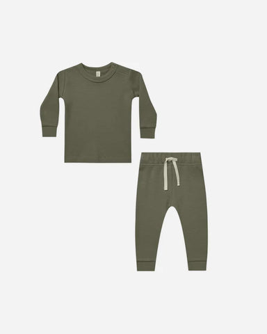 Waffle Top + Pant Set - Forest
