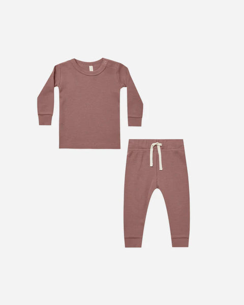 Waffle Top + Pant Set - Fig