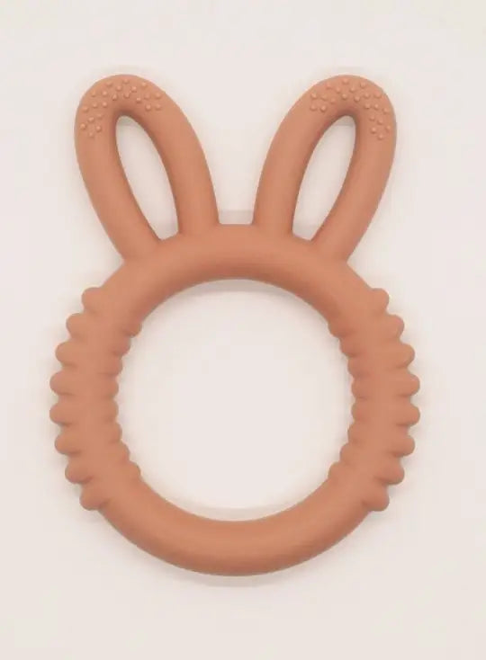 Silicone Bunny Teething Ring - Camel