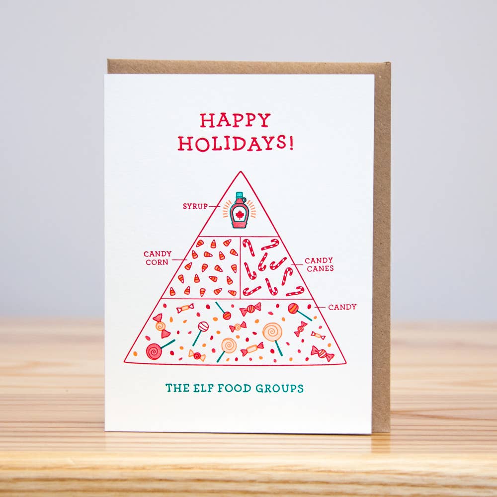 Elf Food Groups - Holiday Card