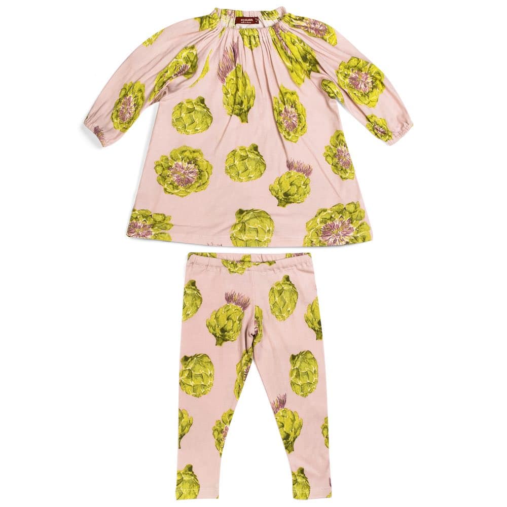Organic Dress & Legging Set - Artichoke