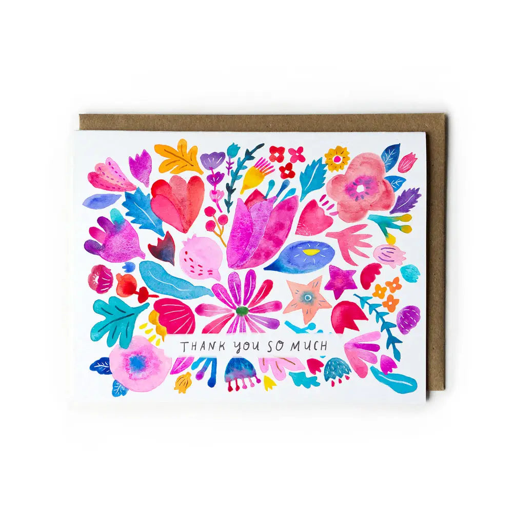 Pink & Red Flower - Thank You Card